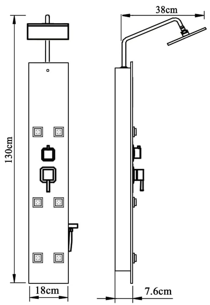 Στήλη Ντους Υδρομασάζ Μαύρη 18 x 45,5 x 130 εκ. από Γυαλί