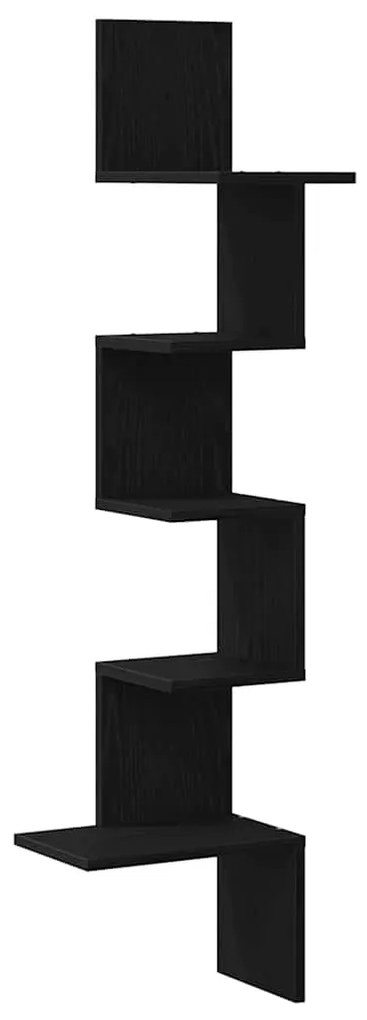 vidaXL Γωνιακό ράφι τοίχου  Μαύρο 32x32x127,5 cm Κατασκευασμένο ξύλο