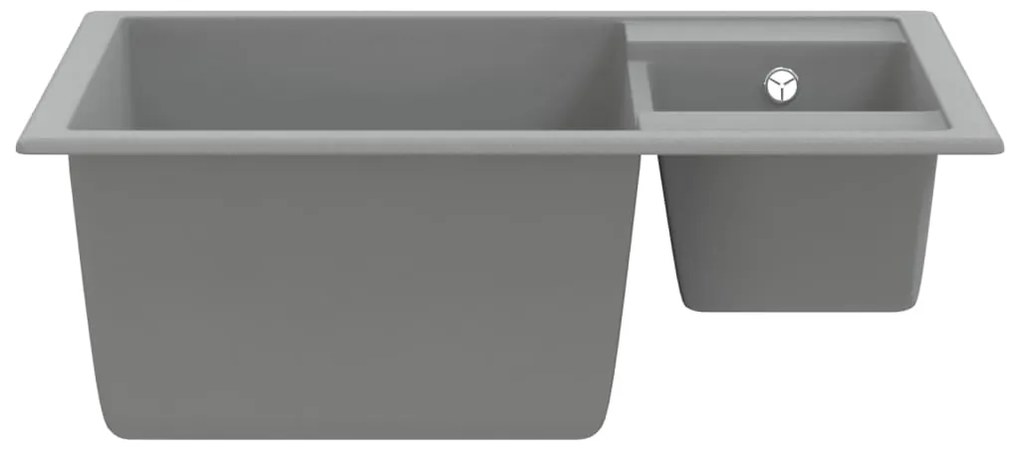 vidaXL Νεροχύτης με Δύο Γούρνες & Οπή Υπερχείλισης Γκρι Γρανιτένιος