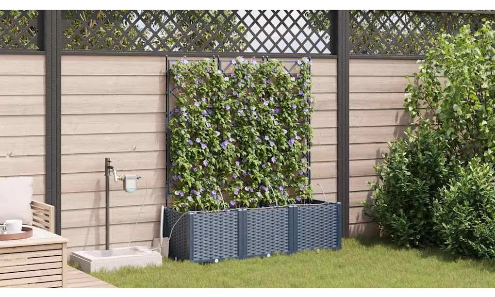 vidaXL Ζαρντινιέρες κήπου Γκρι 120 x 40 x 142 cm Ατσάλι