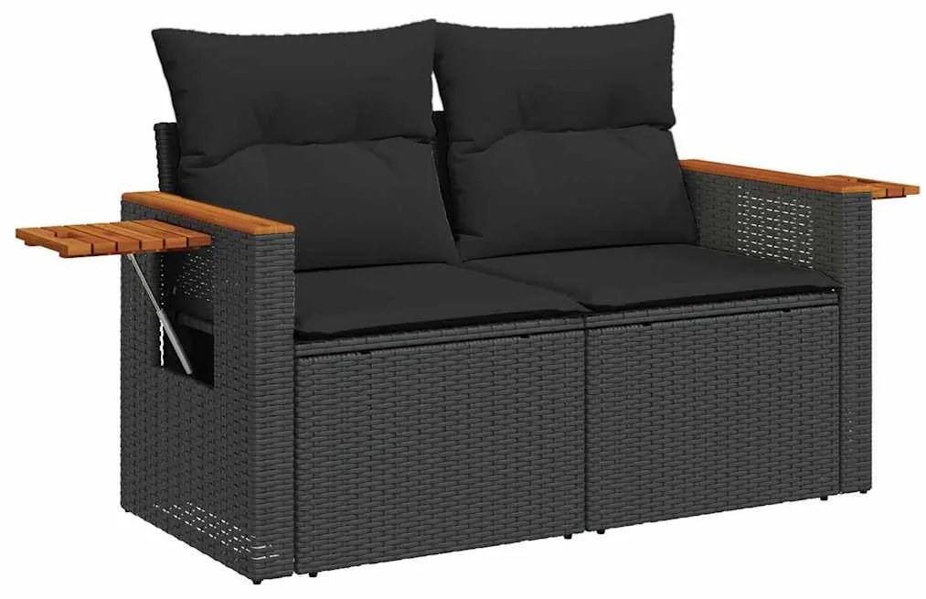 vidaXL Σετ Καναπέ Κήπου με μαξιλάρι 12 pcs Μαύρο 100 x 100 x 71 cm