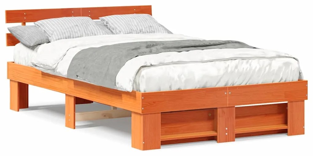 vidaXL Σκελετός Κρεβατιού Καφέ κεριού 135 x 190 cm Μασίφ ξύλο πεύκου