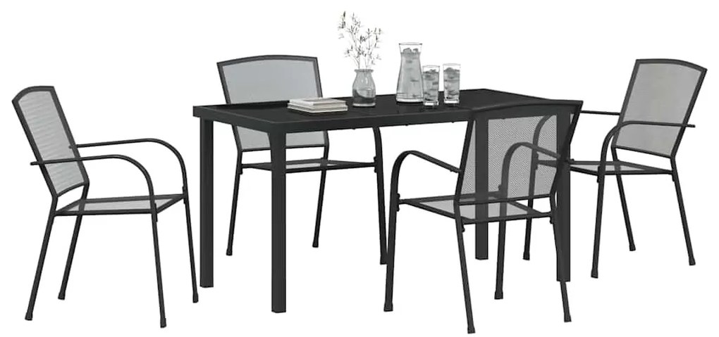 vidaXL Σέτ φαγητού για κήπο 5 pcs Ανθρακί Χάλυβας με επίστρωση πούδρας