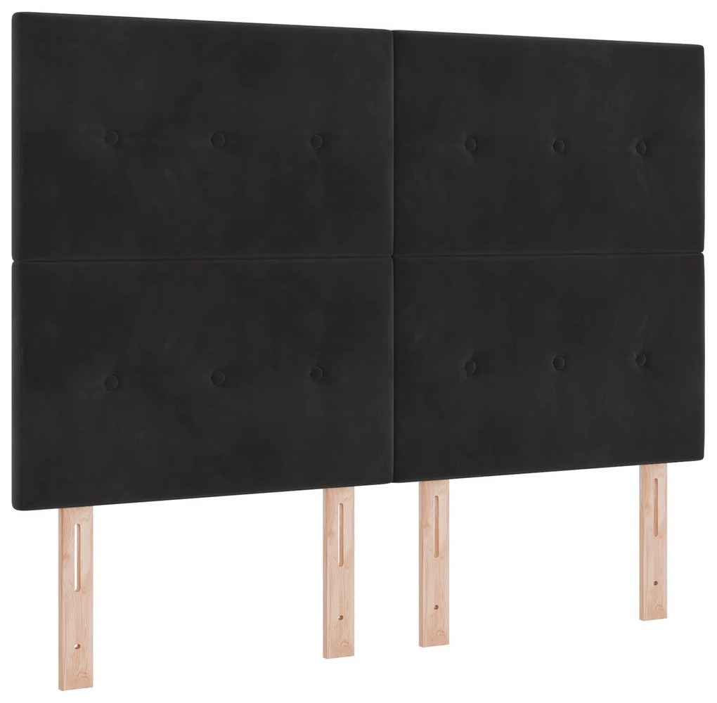 vidaXL κρεβάτι με ελατήριο και στρώμα & LED Μαύρο 160x200 εκ Βελούδο