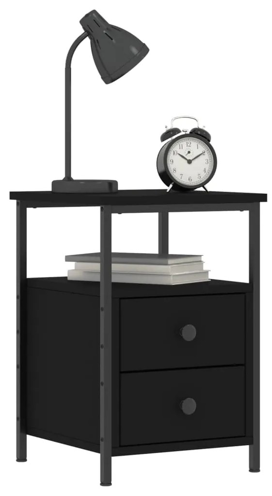 vidaXL Κομοδίνο Μαύρο 34 x 35,5 x 50 εκ. από Επεξεργασμένο Ξύλο