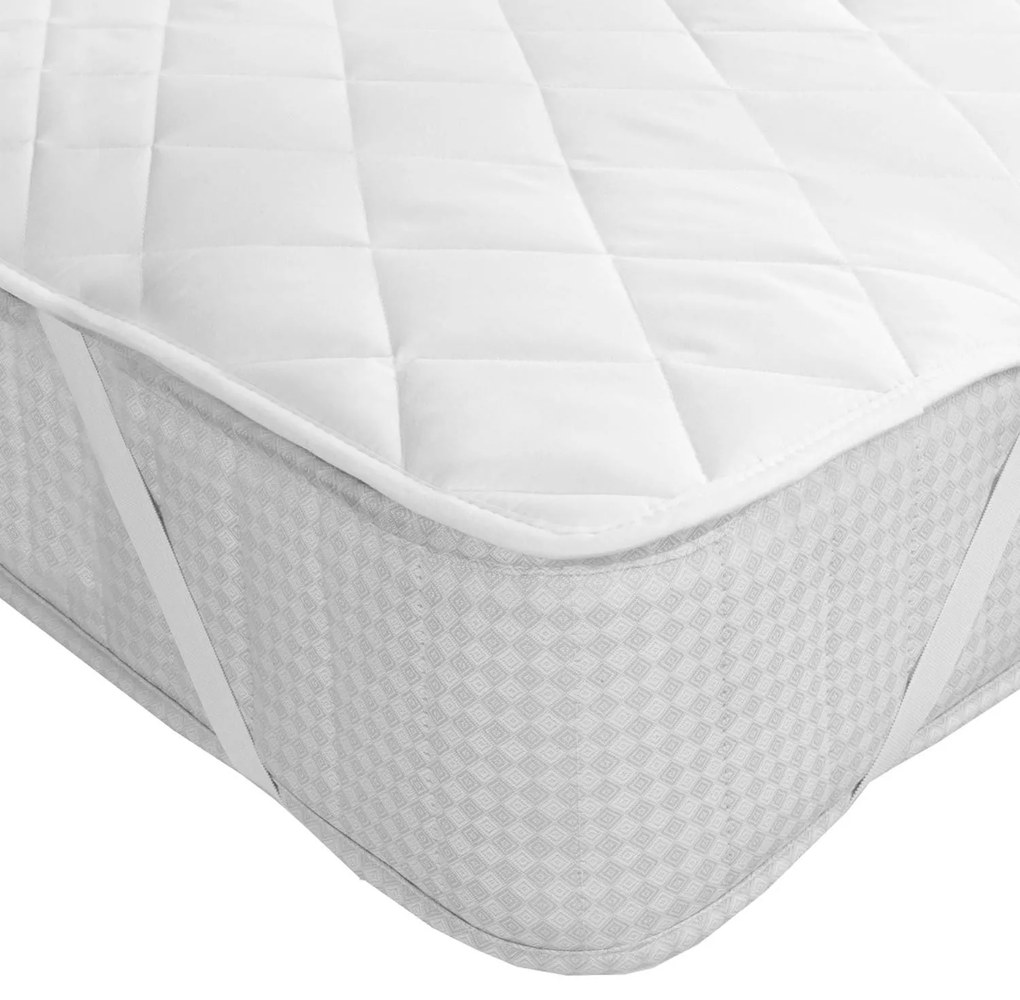 Κάλυμμα Στρώματος Καπιτονέ White Viopros Διπλό 140x200cm Βαμβάκι-Πολυέστερ