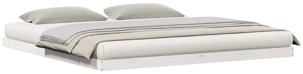 vidaXL Κρεβάτι δαπέδου Λευκό 200 x 220 cm Μασίφ ξύλο πεύκου