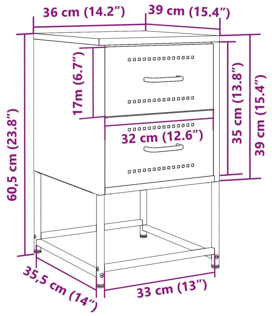 Κομοδίνο Λευκό 36x39x60,5 εκ. από Χάλυβα - Λευκό