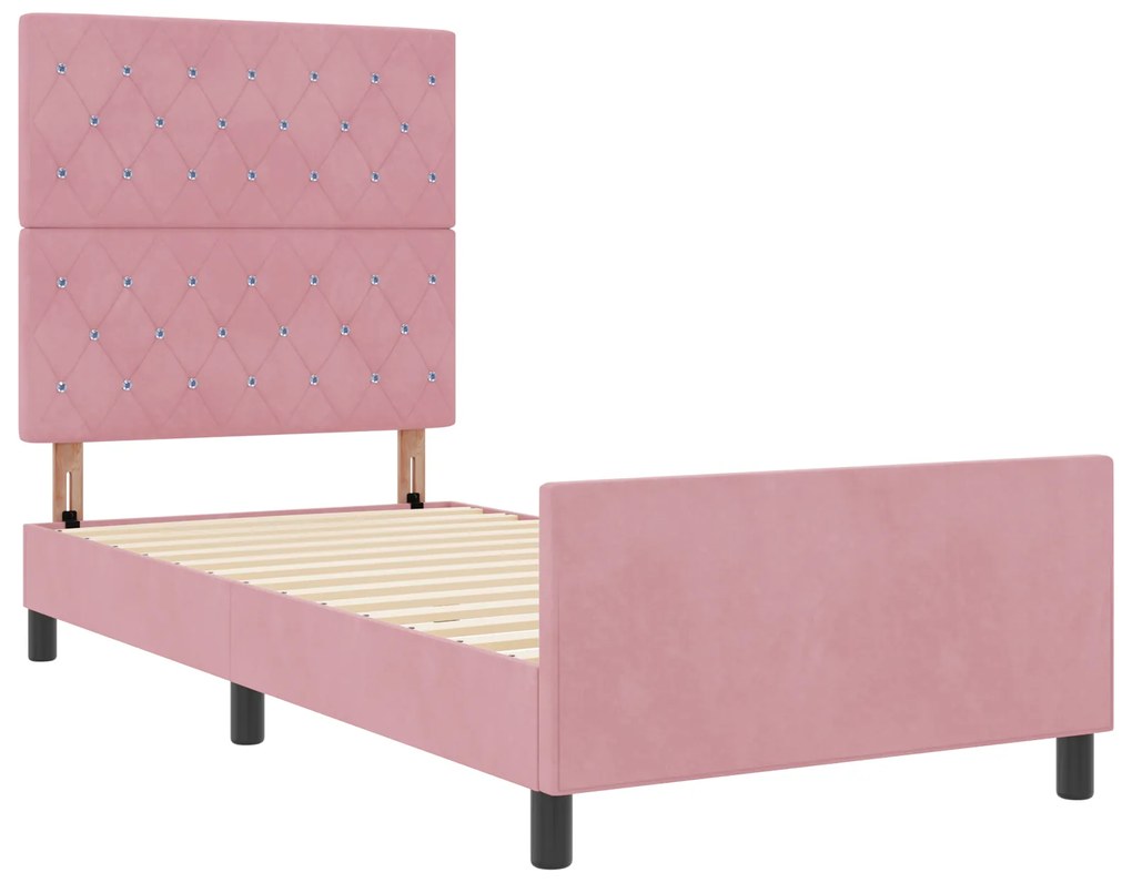 vidaXL Κρεβάτι Ροζ 90x190 cm Βελούδο