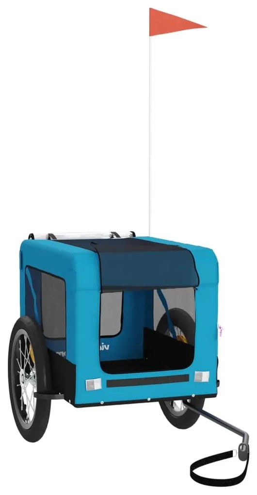 vidaXL Τρέιλερ Ποδηλάτου Κατοικίδιων Μπλε/Μαύρο Ύφασμα Oxford/Σίδηρος