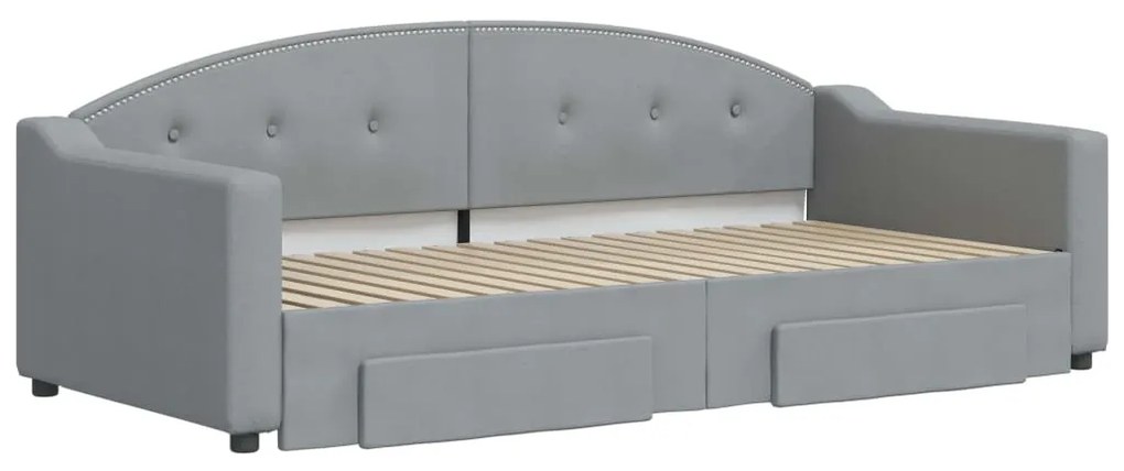 vidaXL Καναπές Κρεβάτι Συρόμενος Αν. Γκρι 90x190 εκ.Ύφασμα &amp; Συρτάρια