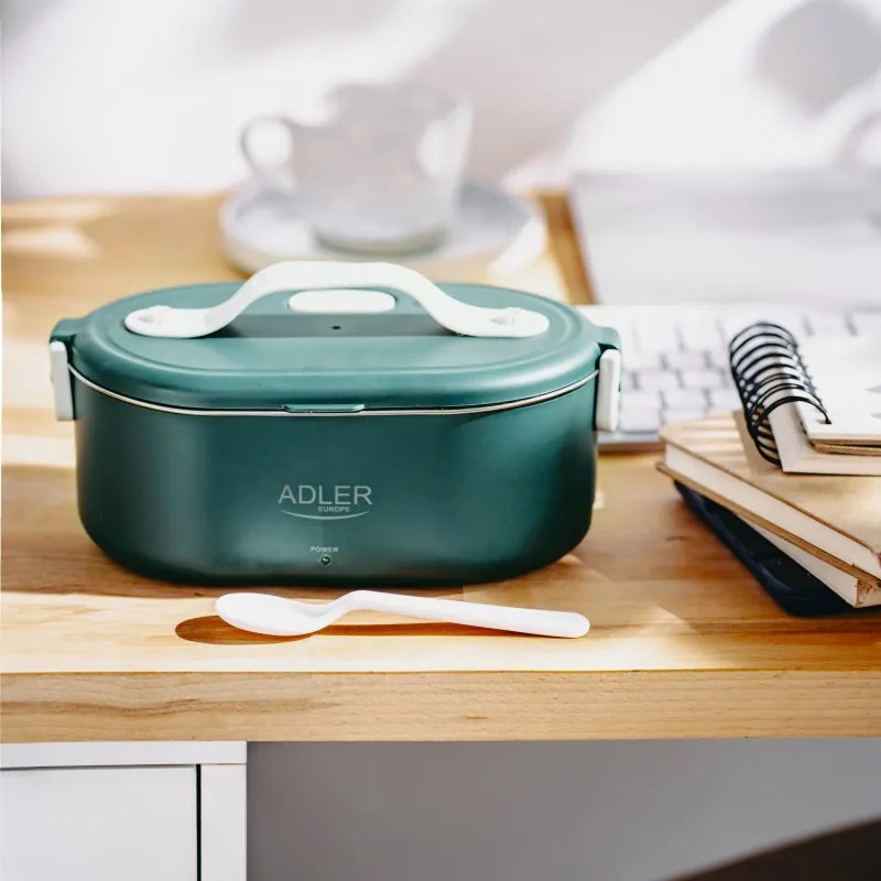 Ηλεκτρικό κουτί φαγητού Adler AD 4522, 45W, 0.8 l, Μέχρι 70C, Δοχείο από ανοξείδωτο ατσάλι, Θερμοσακούλα, Πράσινο