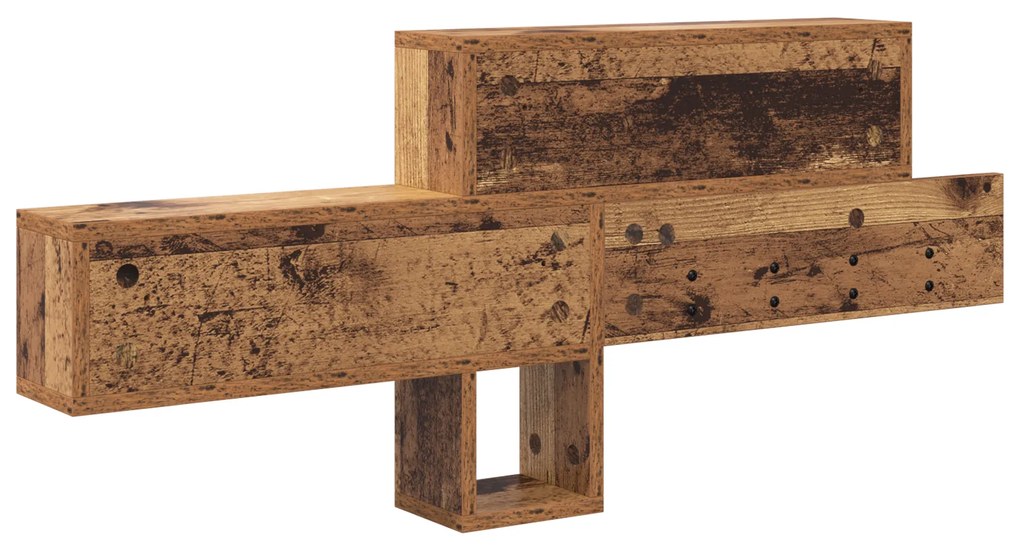 vidaXL Τοίχου Κρεμάστρα με ράφι Παλαιό ξύλο 100 x 12 x 43.5 εκ