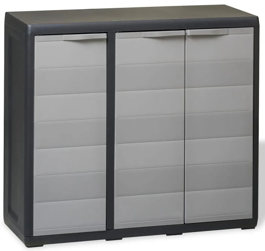 vidaXL Ντουλάπι Αποθήκευσης Εξωτερικού Χώρου με 2 Ράφια Μαύρο / Γκρι