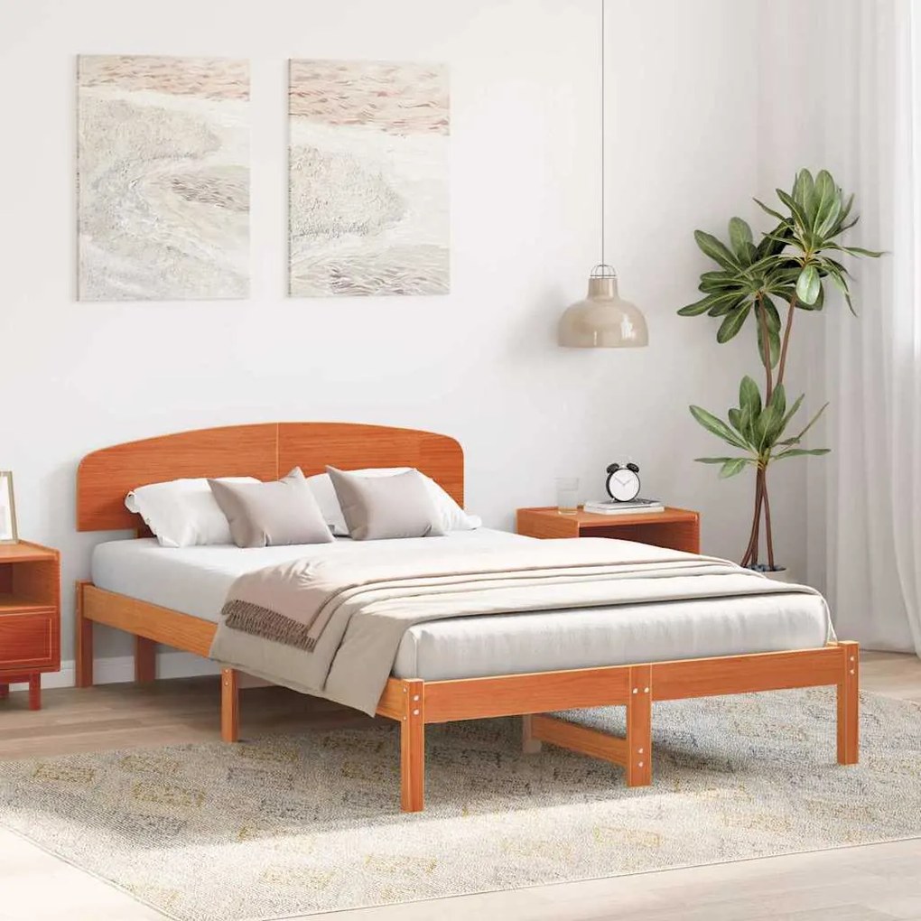 vidaXL Σκελετός Κρεβατιού Καφέ 120 x 200 cm Μασίφ ξύλο πεύκου