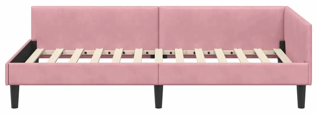 vidaXL Κρεβάτι Γωνίας με κεφαλάρι Ροζ 80 εκ x 200 εκ Βελούδο