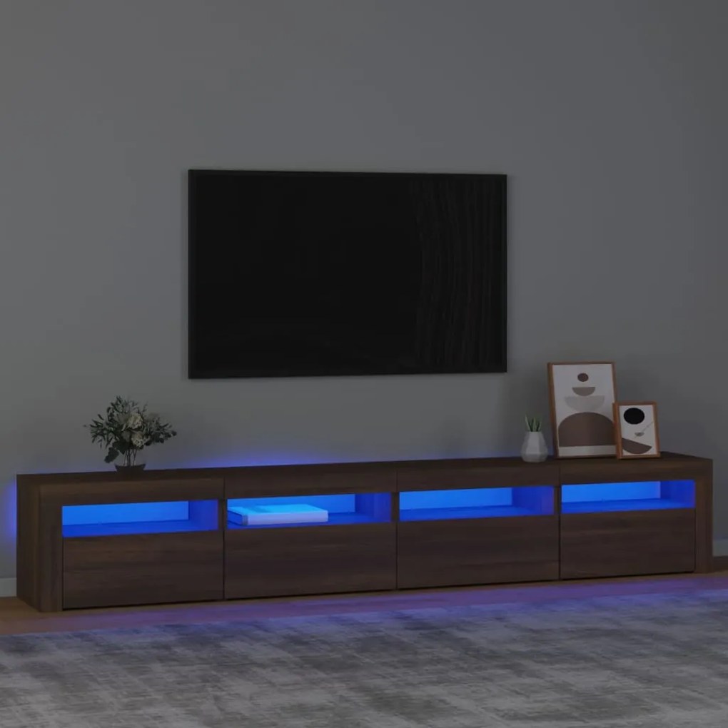 vidaXL Έπιπλο Τηλεόρασης με LED Καφέ Δρυς 240x35x40 εκ.