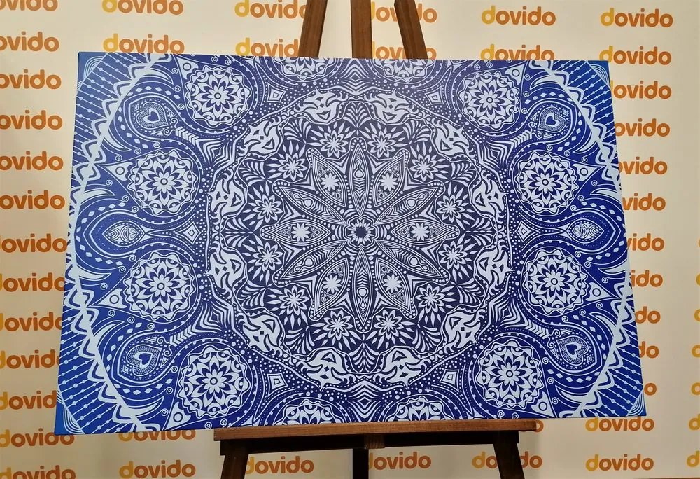 Εικόνα διακοσμητικό Mandala με δαντέλα σε μπλε - 60x40