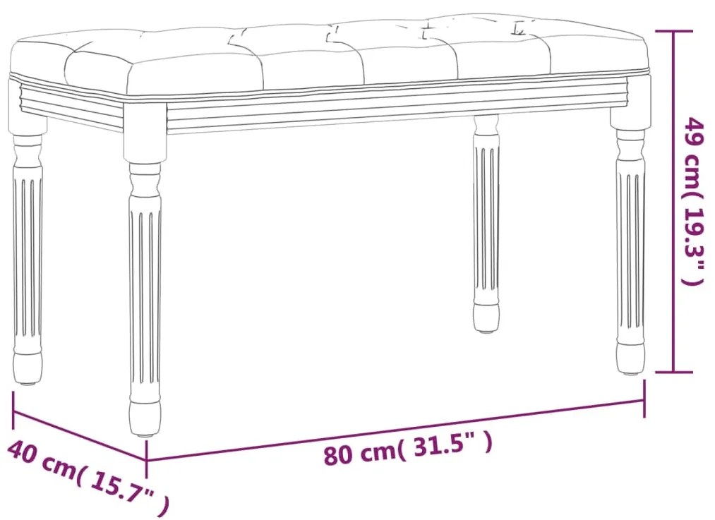 Πάγκος Σκούρο Γκρι 80 x 40 x 49 εκ. Βελούδινος - Γκρι