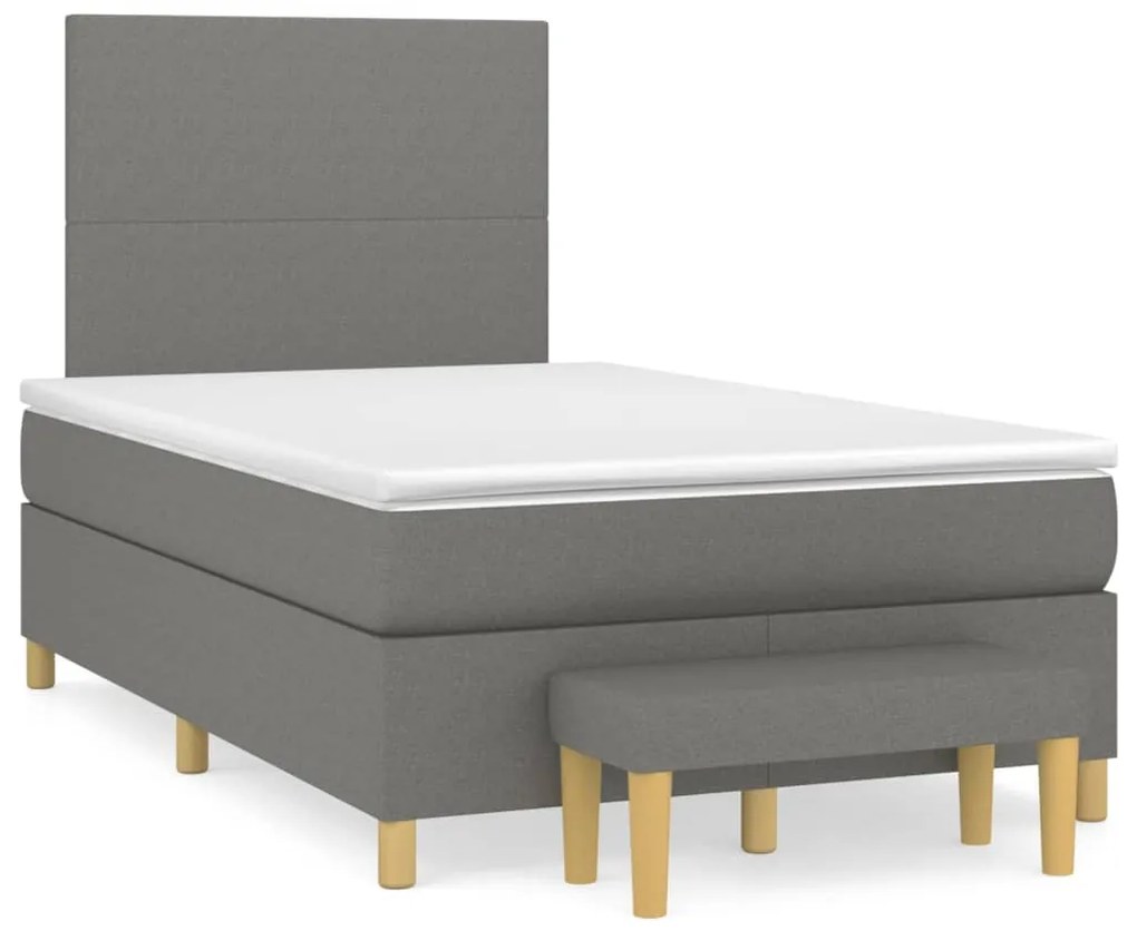 Κρεβάτι Boxspring με Στρώμα Σκούρο Γκρι 120x200 εκ. Υφασμάτινο - Γκρι