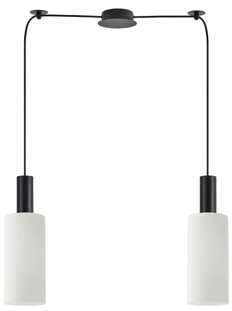 SE21-BL-4-BL2-GL3 ADEPT TUBE Black Pendant White Glass+