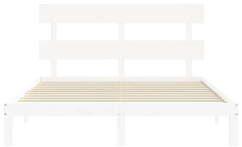 vidaXL Πλαίσιο Κρεβατιού με Κεφαλάρι Λευκό 160x200 εκ. Μασίφ Ξύλο