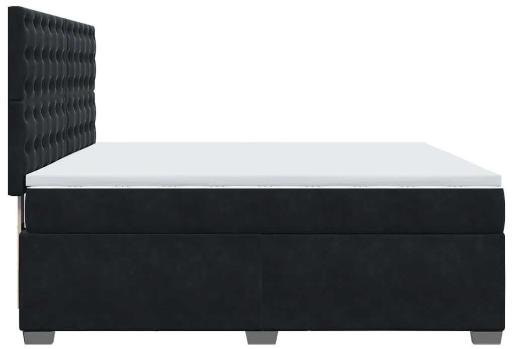 Κρεβάτι Boxspring με Στρώμα Μαύρο 180x200 εκ. Βελούδινο - Μαύρο