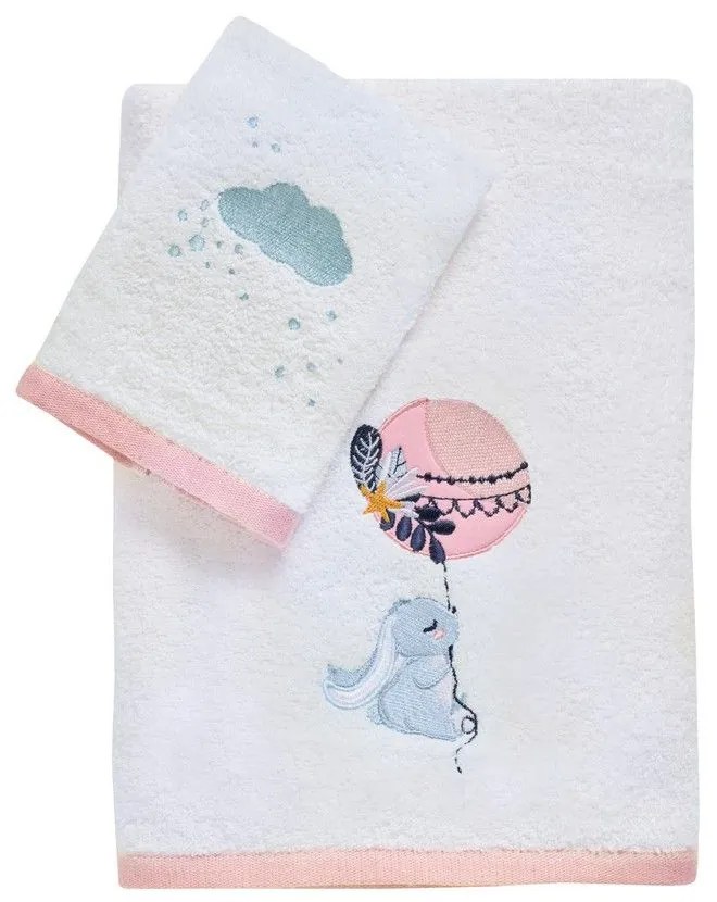 Πετσέτες Βρεφικές 4915 (Σετ 2τμχ) White-Pink Das Home Σετ Πετσέτες 70x140cm 100% Cotton