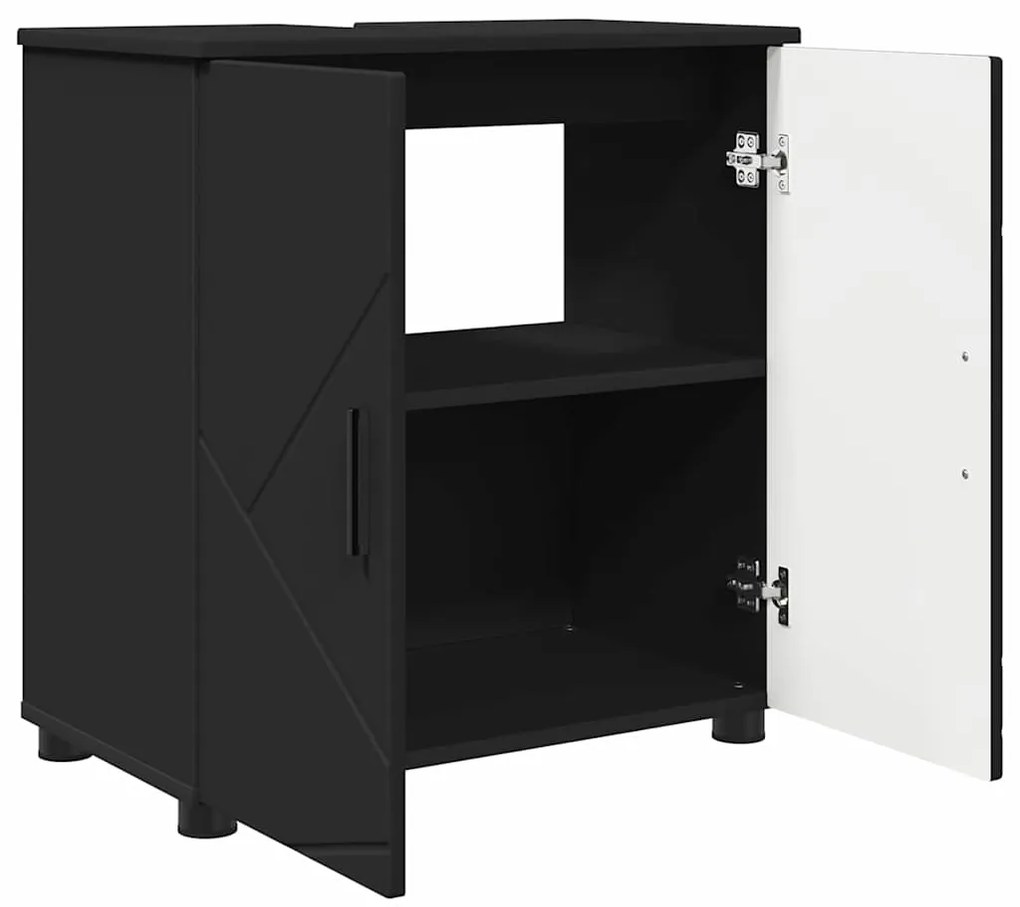 vidaXL Ντουλάπι Μπάνιου με αποθήκευση με πόρτα Μαύρο 61 x 35 x 64 εκ.