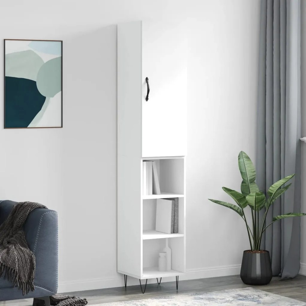 vidaXL Ντουλάπι Λευκό 34,5 x 34 x 180 εκ. από Επεξεργασμένο Ξύλο