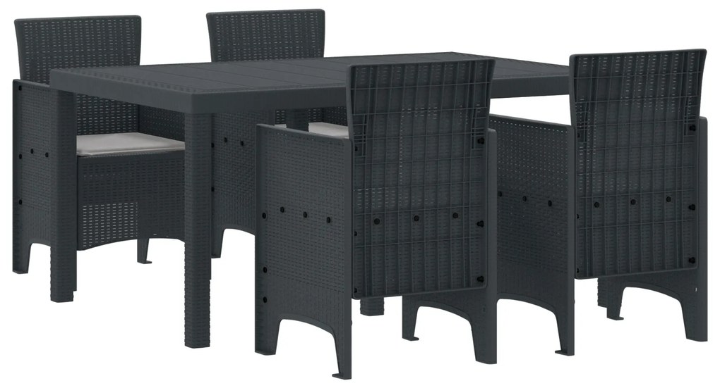 vidaXL Σετ Τραπεζαρίας Κήπου 5 pcs Ανθρακί 150 x 100 x 73 εκ.