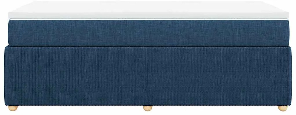 vidaXL Κρεβάτι Boxspring με Στρώμα Μπλε 90x190 εκ.Υφασμάτινο