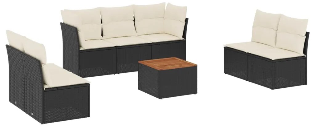 vidaXL Σαλόνι Κήπου 8 Τεμαχίων Μαύρο από Συνθετικό Ρατάν με Μαξιλάρια