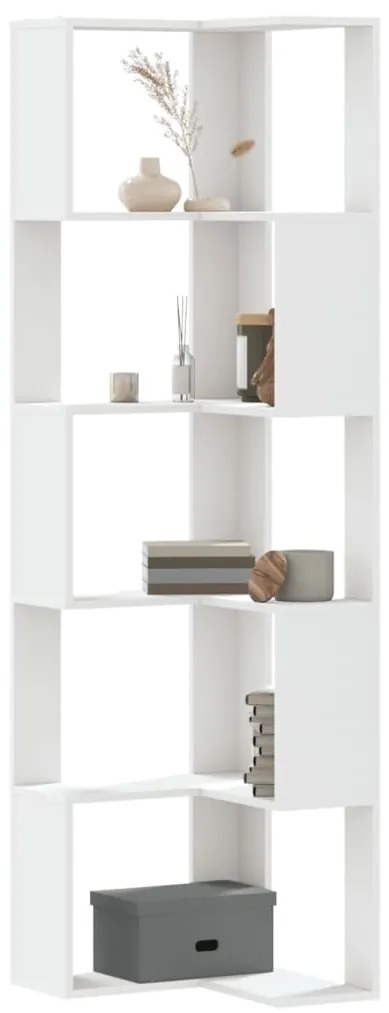 vidaXL Βιβλιοθήκη Γωνιακή 5 Επ. Λευκή 50x50x179εκ Επεξ. Ξύλο