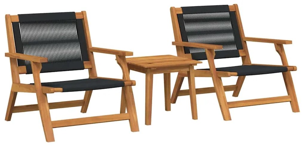 vidaXL Κήπου Καρέκλες με Τραπέζι 3 pcs Μαύρο 45 x 45 x 40 cm