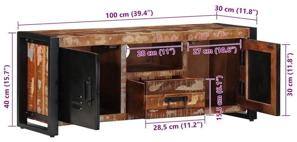 ΝΤΟΥΛΑΠΙ ΤΗΛΕΟΡΑΣΗΣ  100X30X40 CM ΑΠΟ ΜΑΣΙΦ ΞΥΛΟ ΑΝΑΓΕΝΝΗΜΕΝΟ 4013590