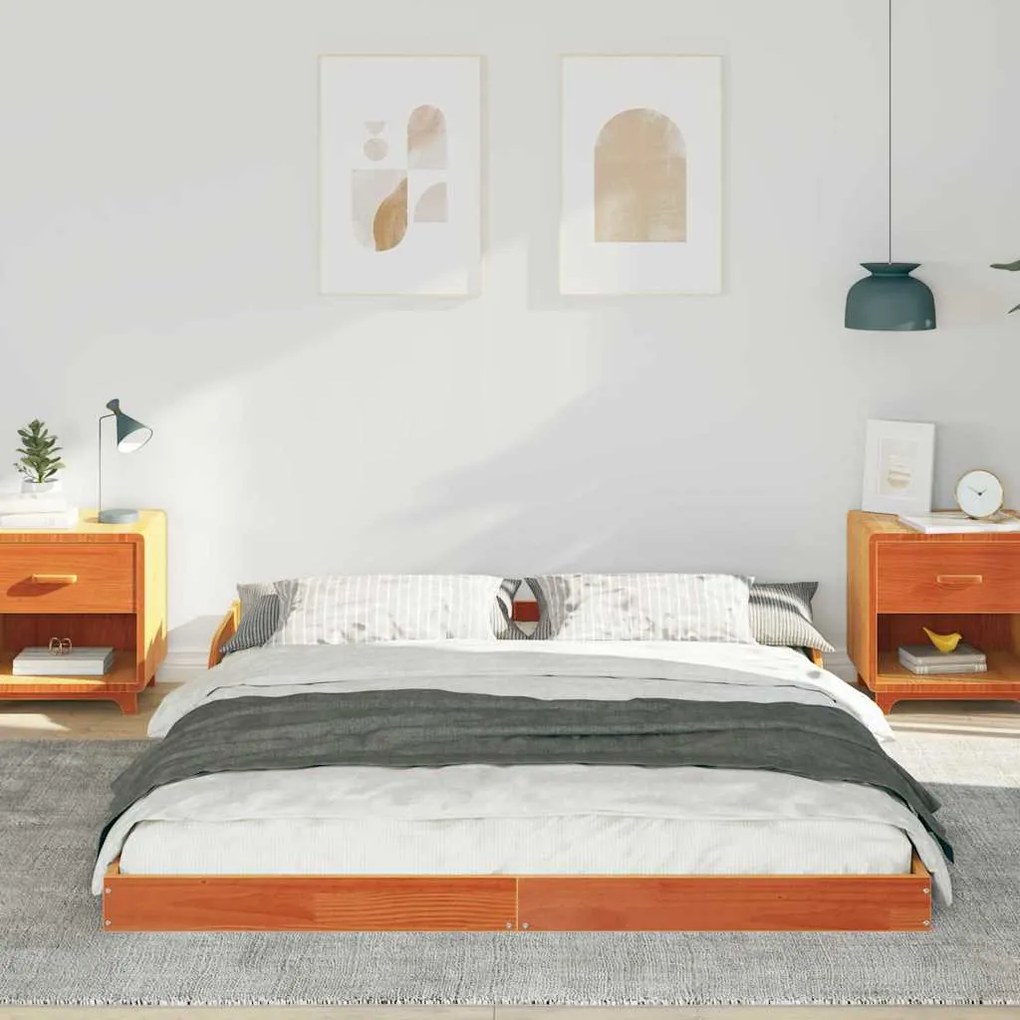 vidaXL Σκελετός Κρεβατιού Καφέ κεριού 140 x 200 cm Μασίφ ξύλο πεύκου