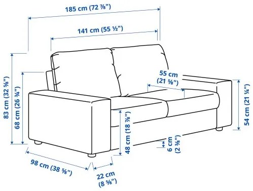 VIMLE διθέσιος καναπές με πλατιά μπράτσα 694.005.43