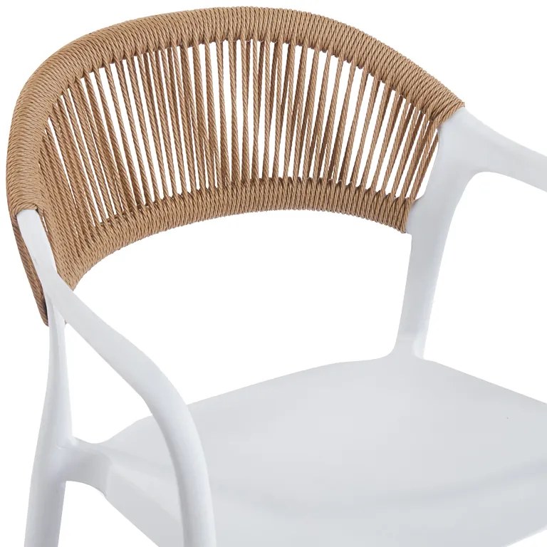 Πολυθρόνα Ankara pakoworld στοιβαζόμενη pp-pe rattan σε λευκή-φυσική απόχρωση 54x55.5x77εκ