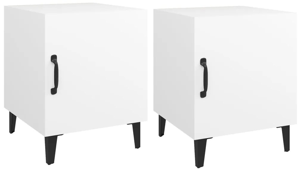 vidaXL Κομοδίνα 2 τεμ. Λευκά από Επεξεργασμένο Ξύλο
