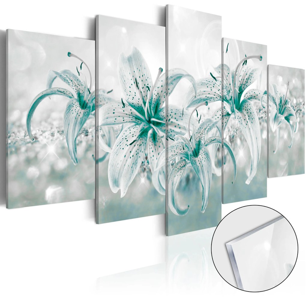 Πίνακας σε ακρυλικό γυαλί - Sapphire Lilies [Glass] - 100x50
