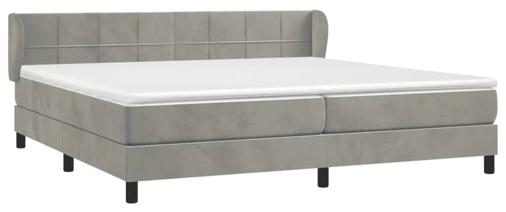 vidaXL Κρεβάτι Boxspring με Στρώμα Ανοιχτό Γκρι 200x200 εκ. Βελούδινο