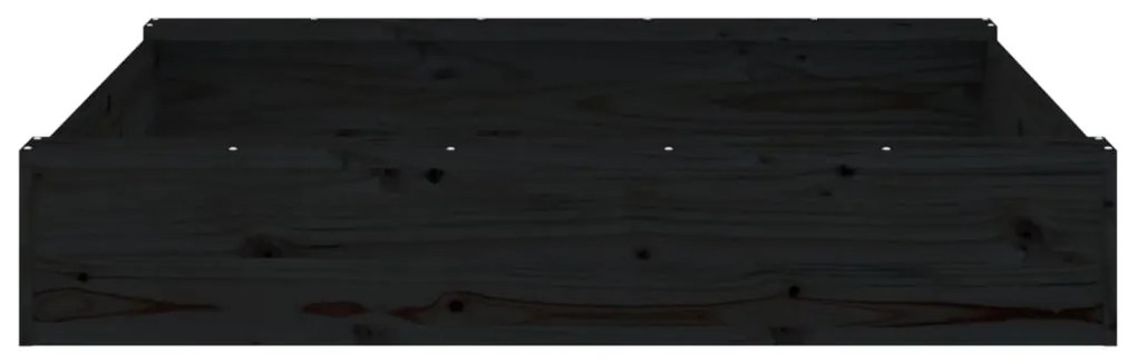 vidaXL Αμμοδόχος με Καθίσματα Μαύρη Τετράγωνη από Μασίφ Ξύλο Πεύκου