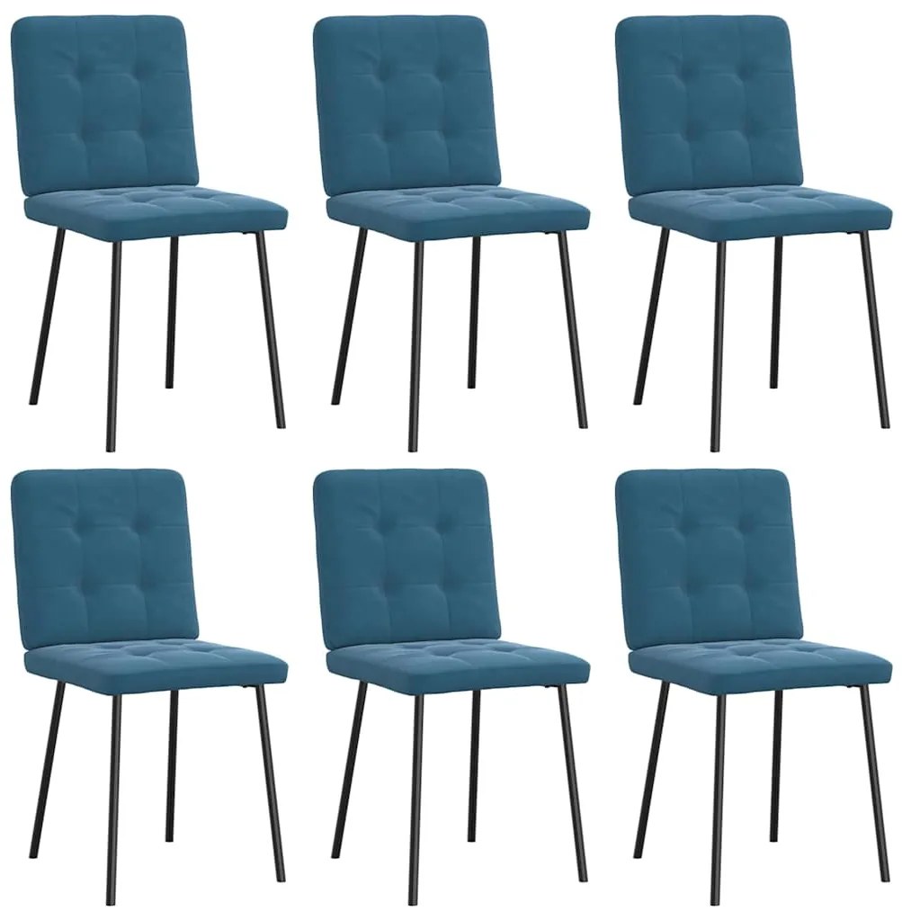 vidaXL Καρέκλες Τραπεζαρίας 6 τεμ. Μπλε Βελούδινες
