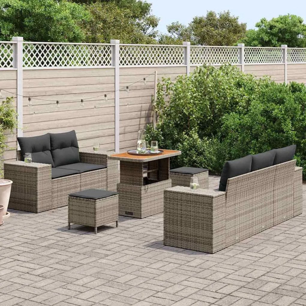 vidaXL Σετ Καναπέ Κήπου 8 pcs Γκρι συνθετικό ρατάν
