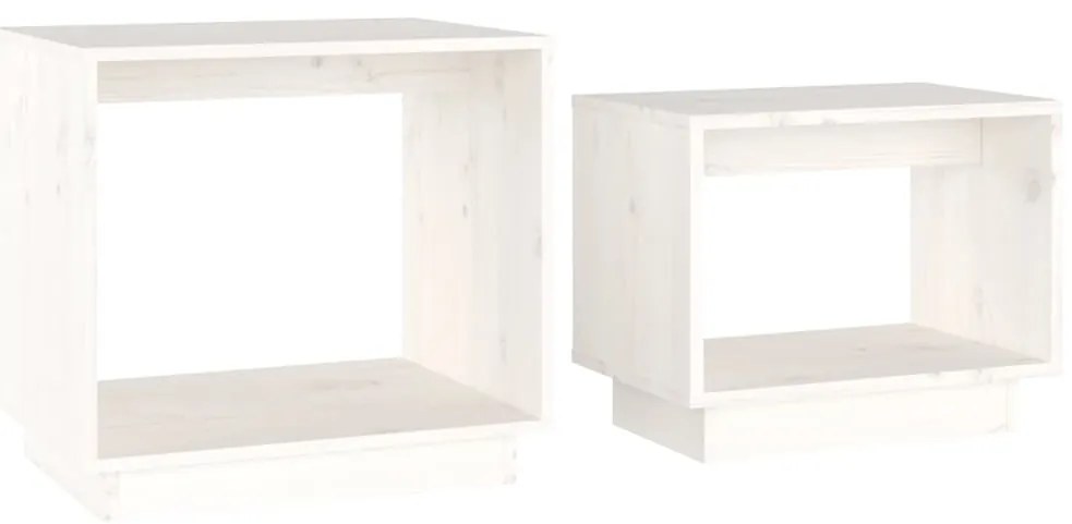 vidaXL Τραπεζάκια Ζιγκόν 2 τεμ. Λευκά από Μασίφ Ξύλο Πεύκου