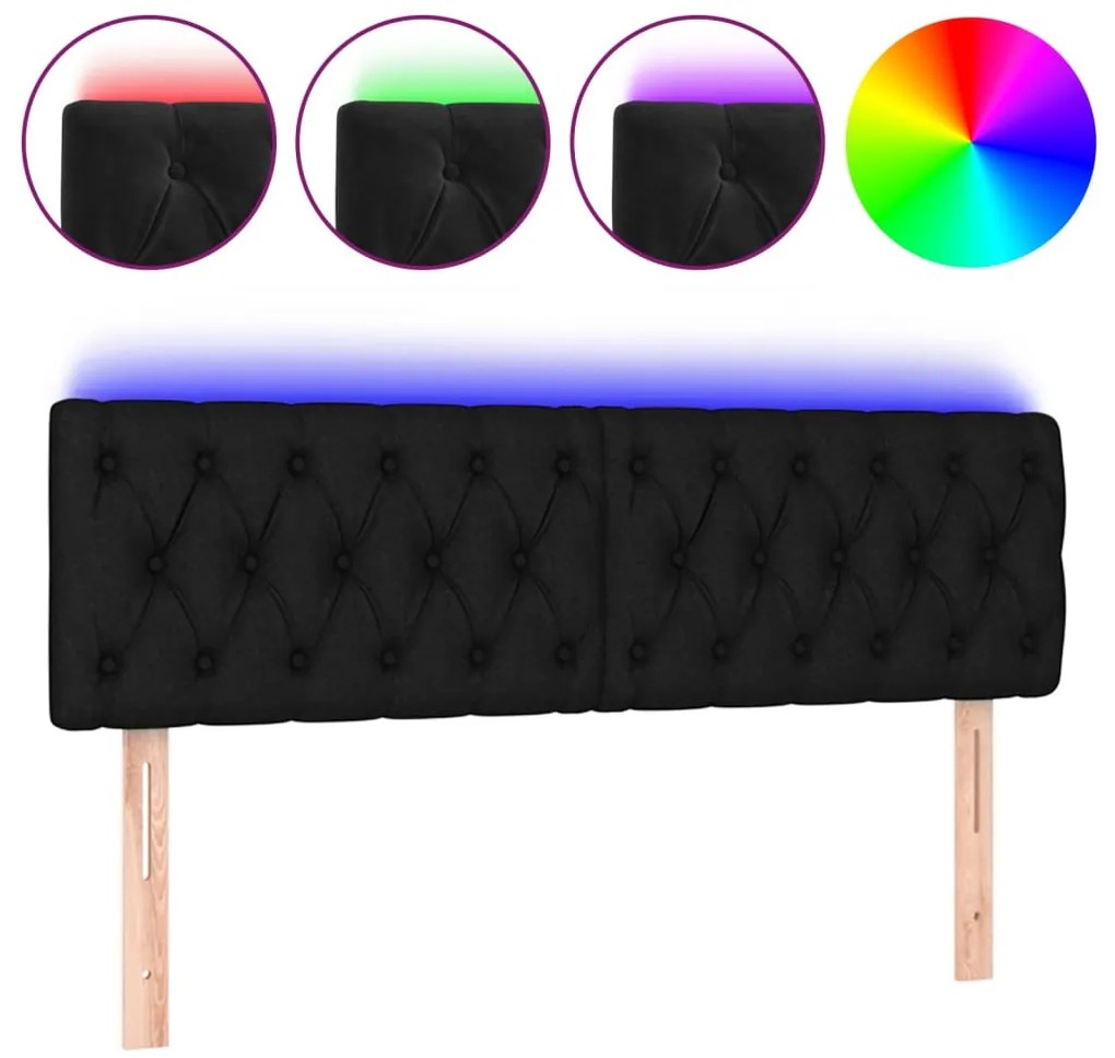 vidaXL Κεφαλάρι Κρεβατιού LED Μαύρο 160x7x78/88 εκ. Βελούδινο