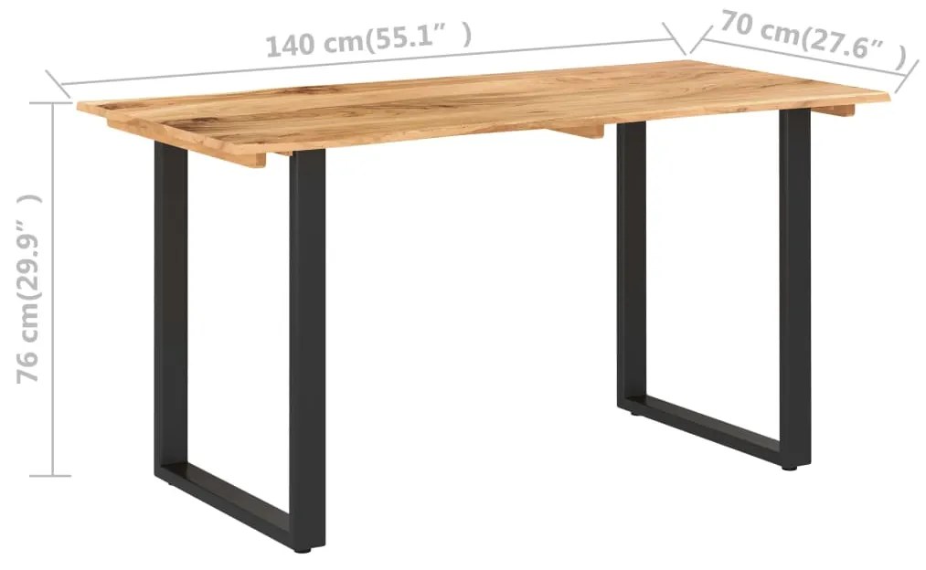 Τραπεζαρία 140 x 70 x 76 εκ. από Μασίφ Ξύλο Ακακίας - Καφέ