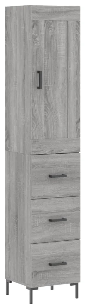 vidaXL Μπουφές Sonoma Γκρι 34,5 x 34 x 180 εκ. από Επεξεργασμένο Ξύλο