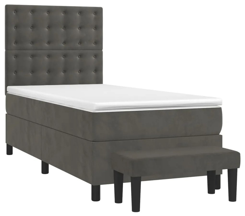 vidaXL Κρεβάτι Boxspring με Στρώμα Σκούρο Γκρι 80x200 εκ. Βελούδινο